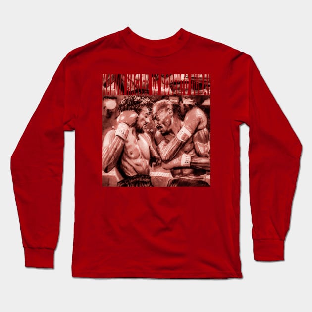 marvin hagler vs roberto duran Long Sleeve T-Shirt by adon aska